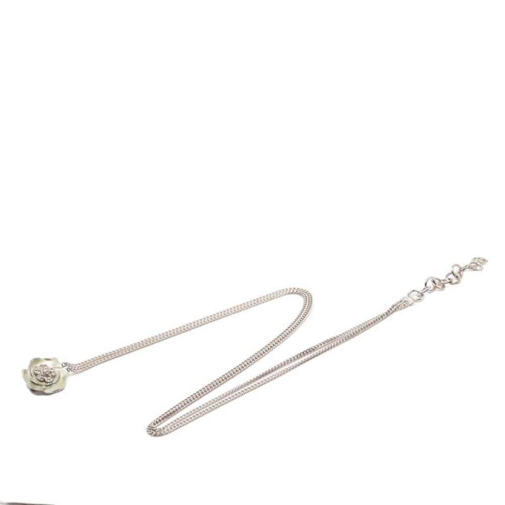 Chanel Camellia Coco Mark Rhinestone Chain Belt, Double Strand, Silver Metal,... - Picture 1 of 4